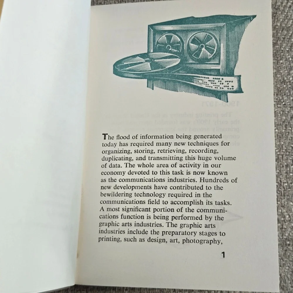 A.R. Tommasini Printing Then & Now Book 1971 Wood Engravings Pocket Size PB